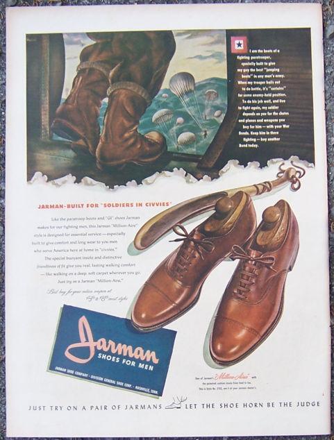 Jarman Shoes For Men Life Magazine 1944 World War II Advertisement
