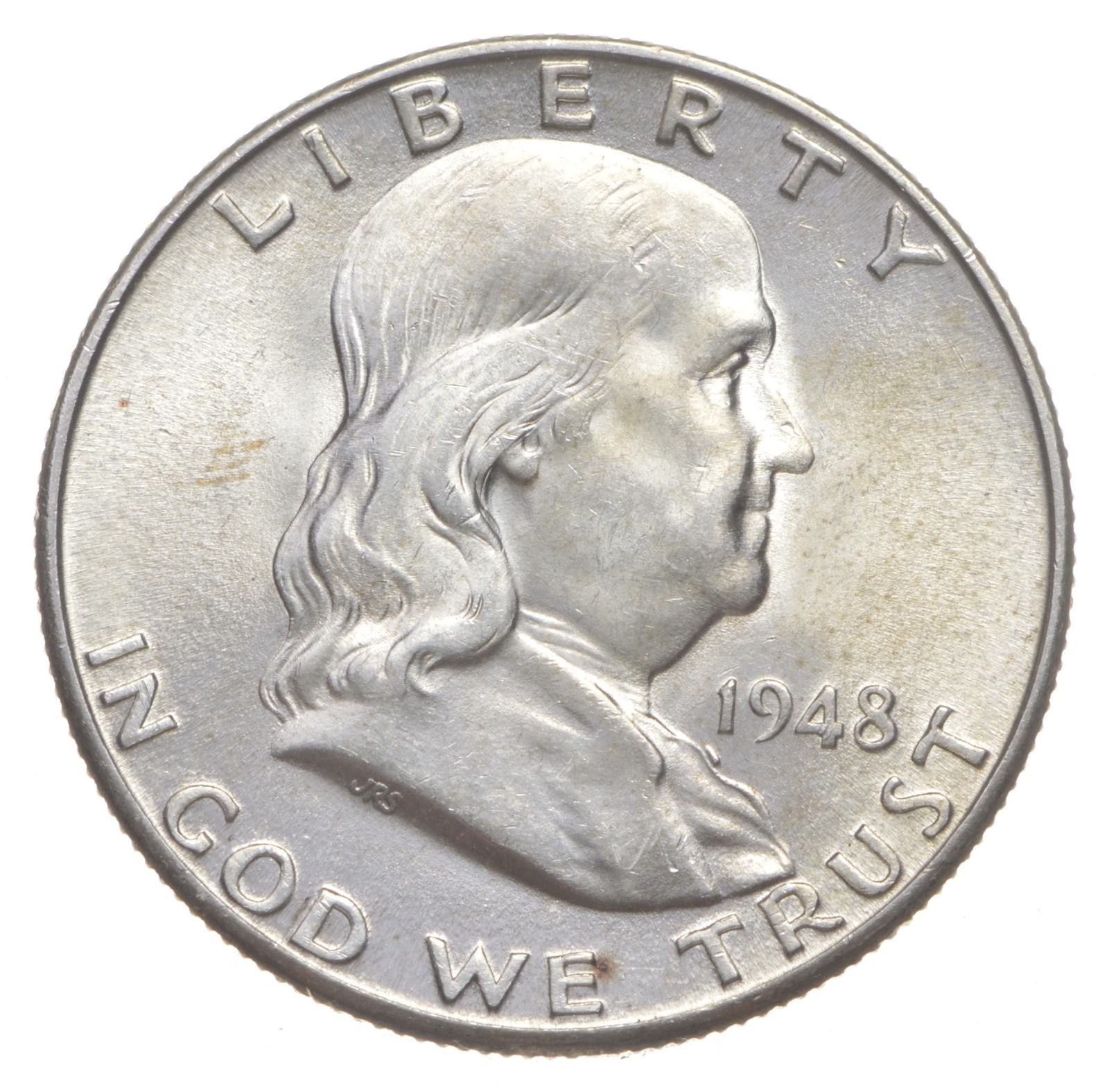 Choice Unc 1948-D Franklin Half Dollar Gem BU From Original Roll