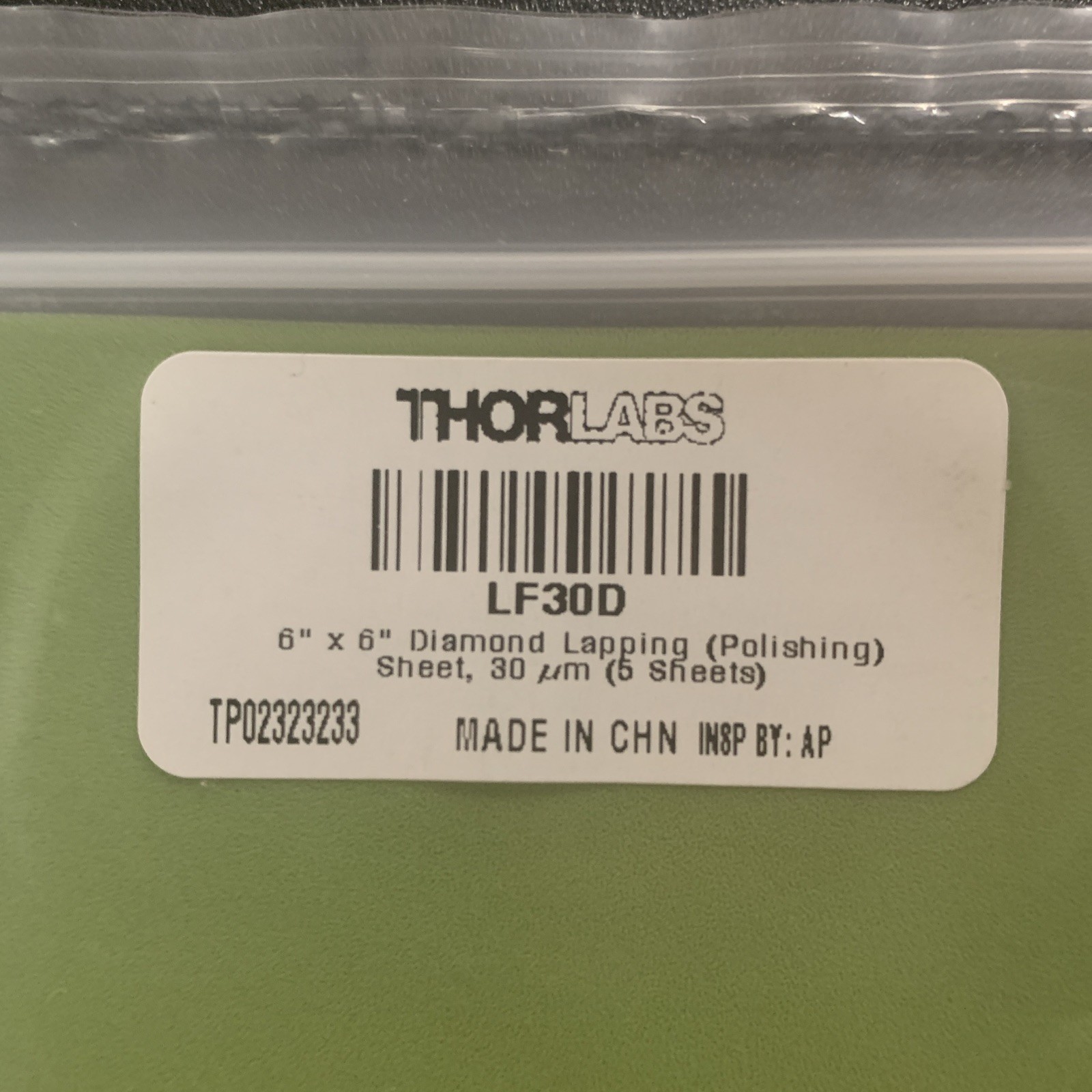 Thorlabs Diamond Lapping (Polishing) Sheets LF30D (5 Sheets)