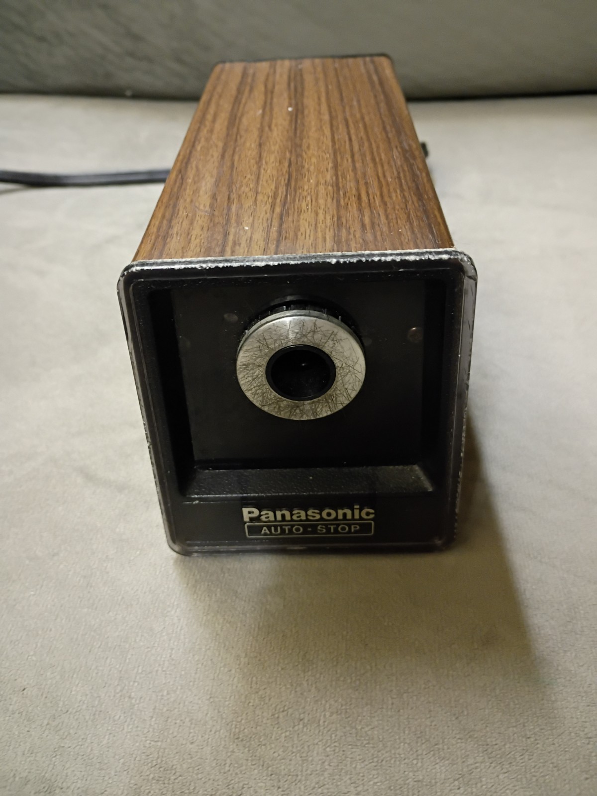 Panasonic Electric Pencil Sharpener KP-77 Auto Stop Woodgrain Brown Vintage