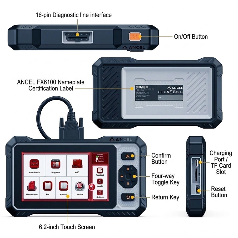 FX6100 Car Scanner OBD2 Bidirectional All Systems Diagnostic Tool FCA AutoAuth