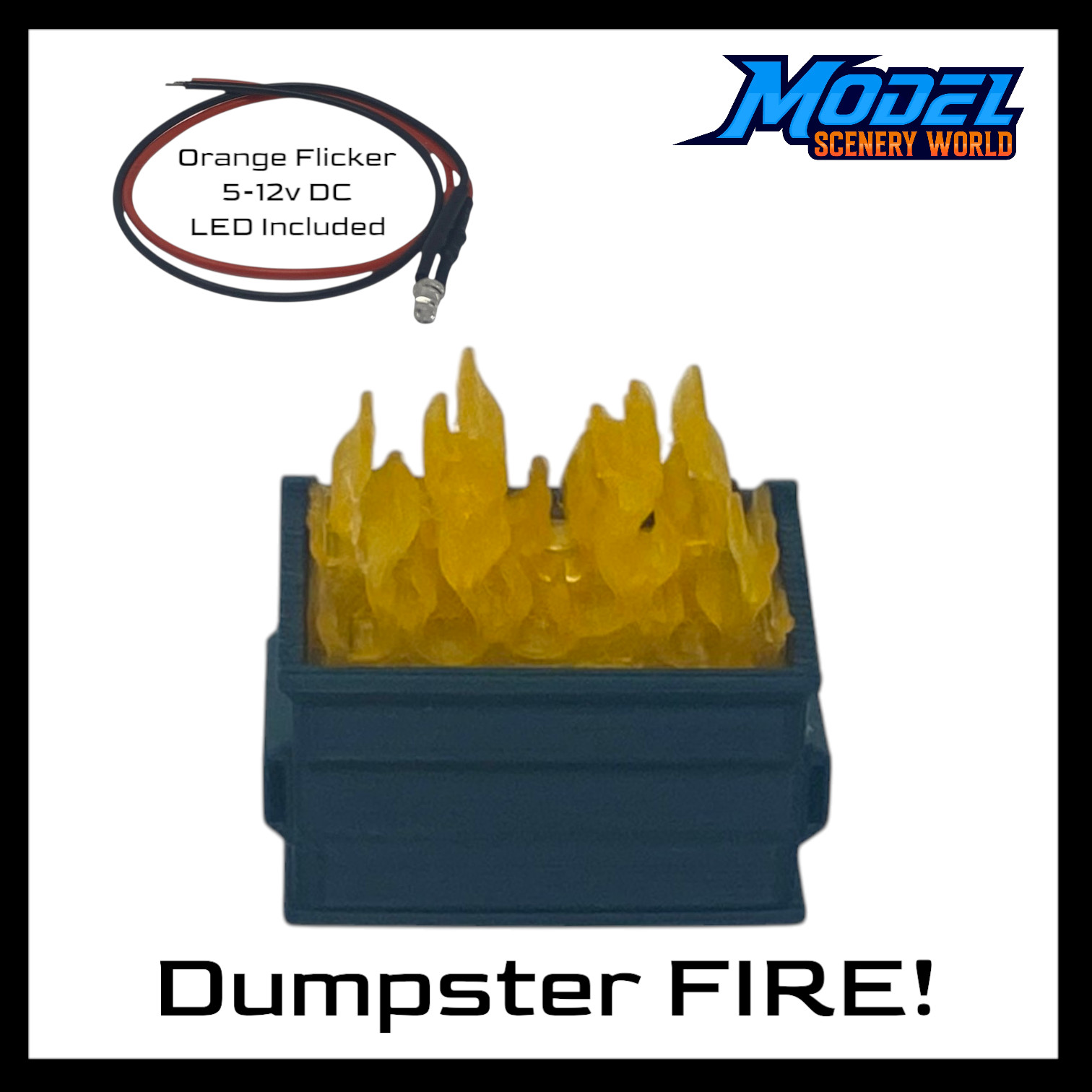 Dumpster Fire with LED - O Scale 1:48 - Green
