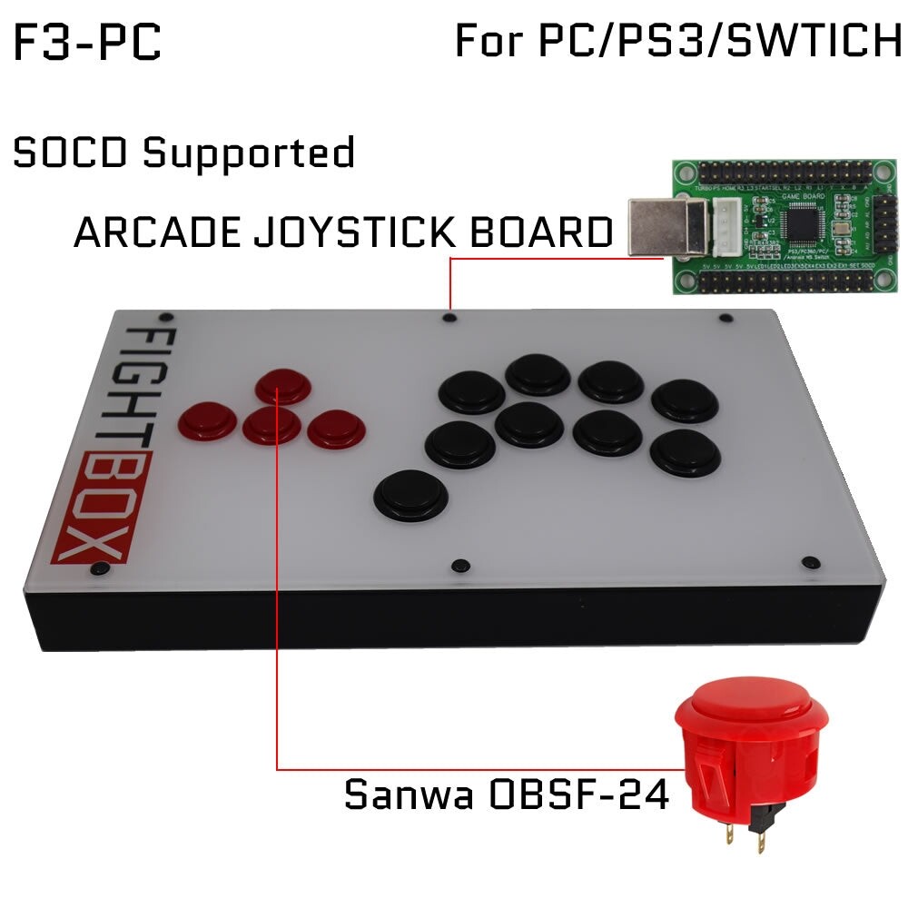 Fightbox F3 All Button Leverless Arcade Game Controller For PC/PS/Xbox/Switch