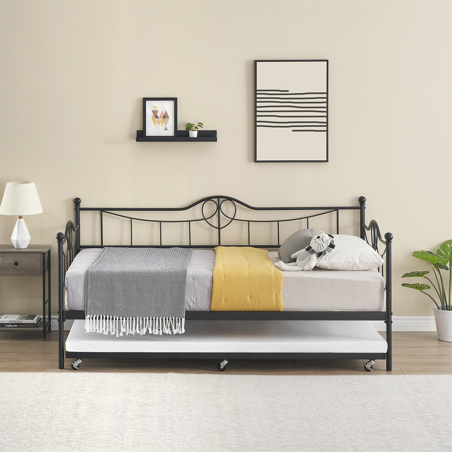 Sofa Bed Daybed and Trundle Twin Daybed with Pull Out Trundle Platform Bed Frame