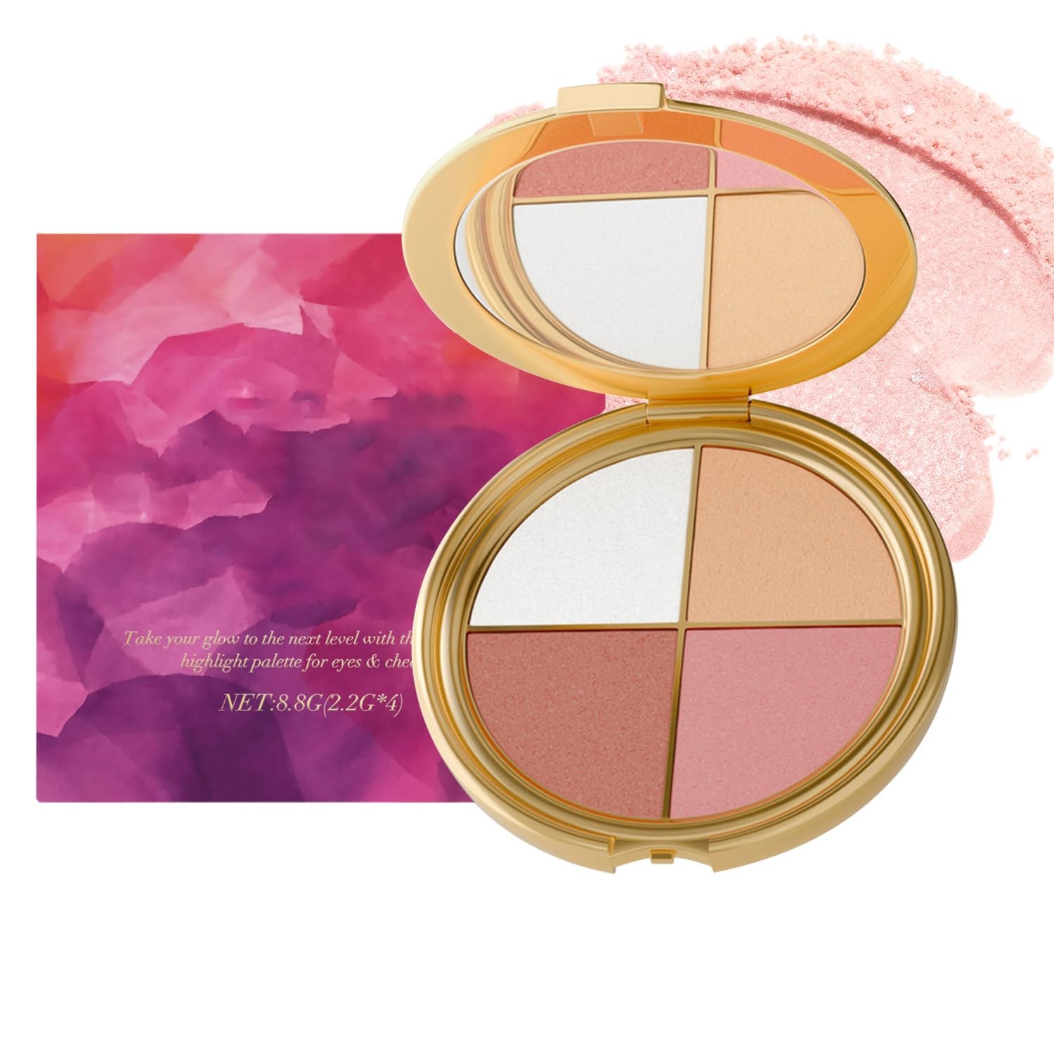 Eye & Cheek Palette - Eyeshadow and Highlighter 0.02 Ounce (Pack of 1), Pink