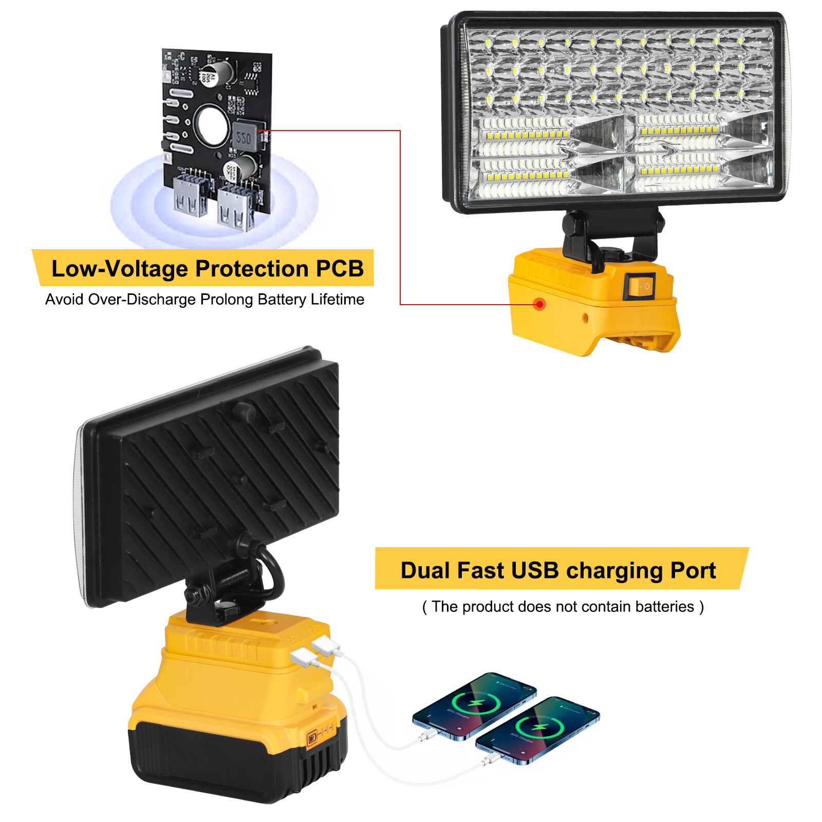For DeWALT LED 20V 20Volt MAX Cordless LED Work Light Flashlight Torch TOOLS