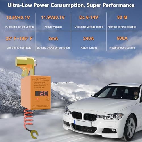 Remote Battery Disconnect Switch 12v, 240A, Upgrade Smart Voltage Car Kill