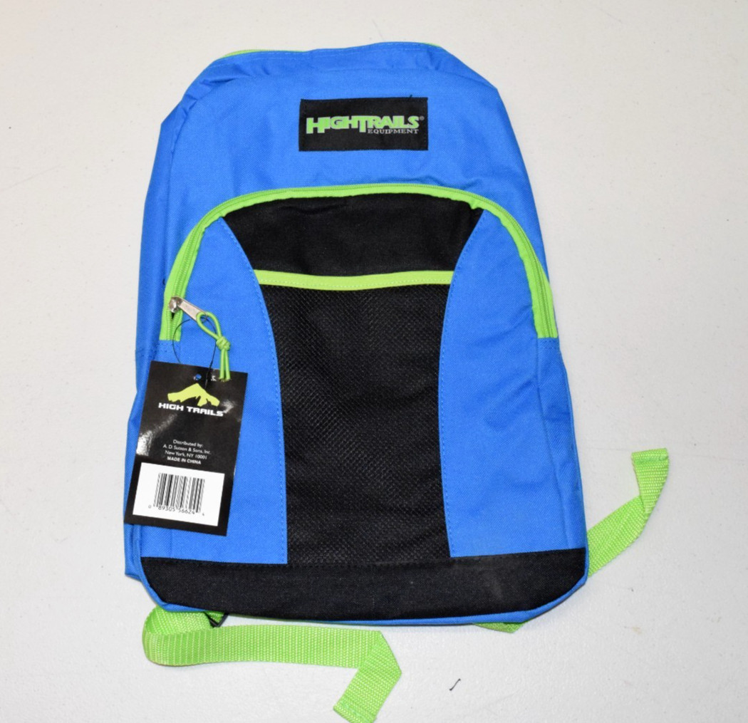 High Trails Backpack Vibrant Blue Nylon School Travel Hiking Bag Mesh Pocket