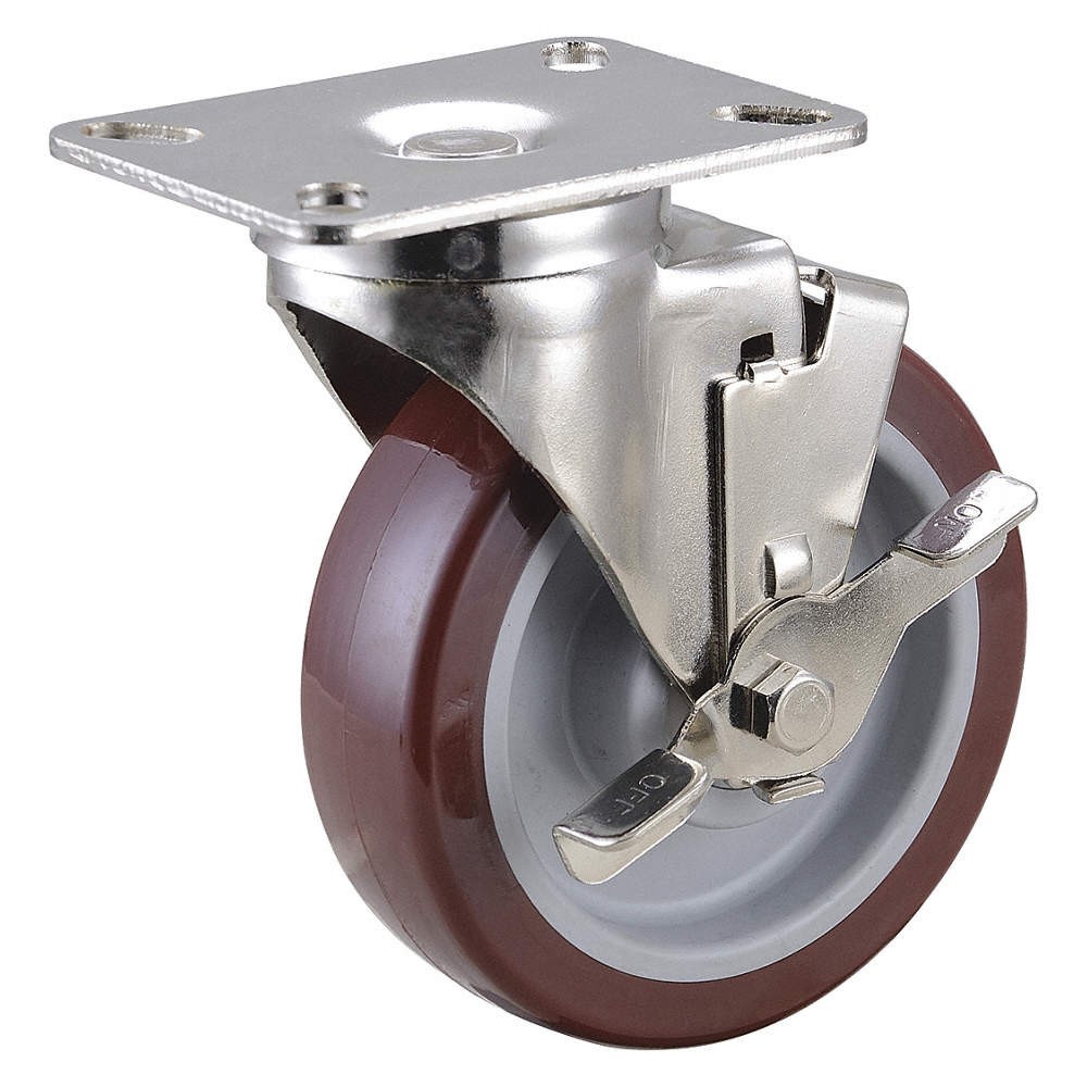 GRAINGER APPROVED 33H714 PlateCaster,Swivel,Polyurethane,6 3/16"H 33H714