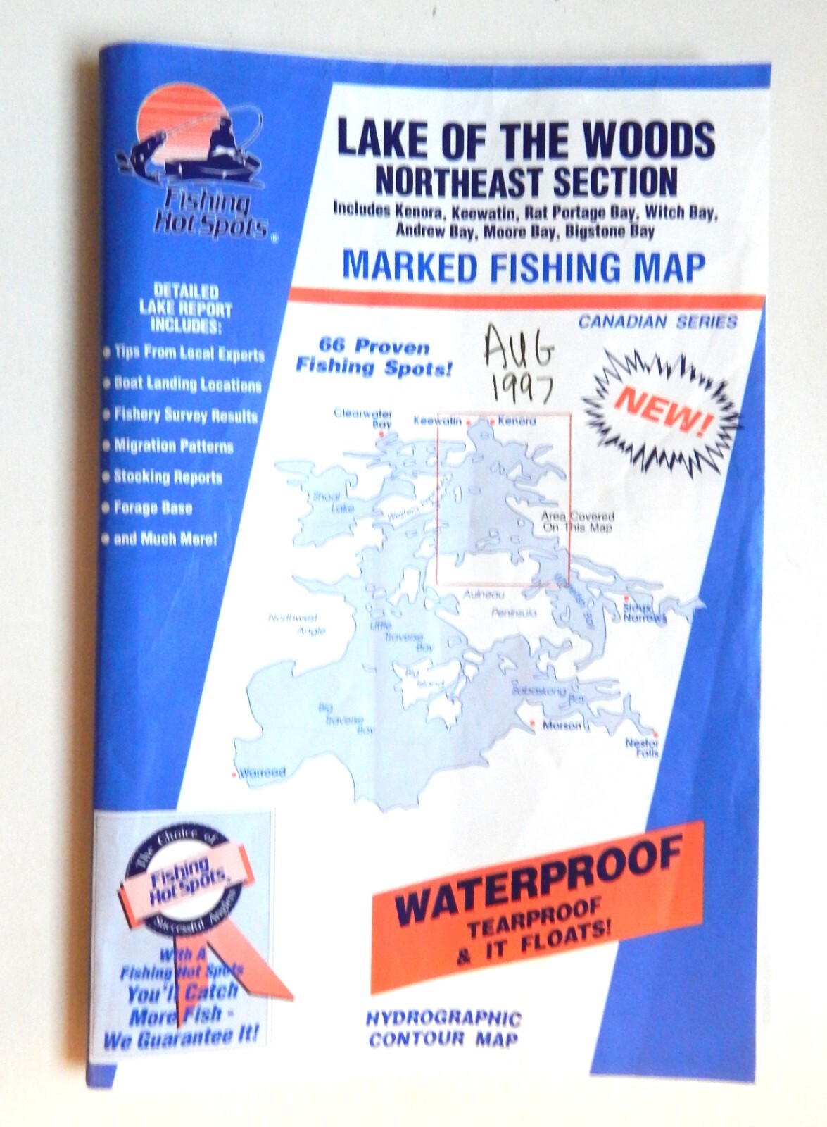 Lake Of The Woods NE Section Fishing Map Hot Spots Kenora Keewatin fish H2Oproof