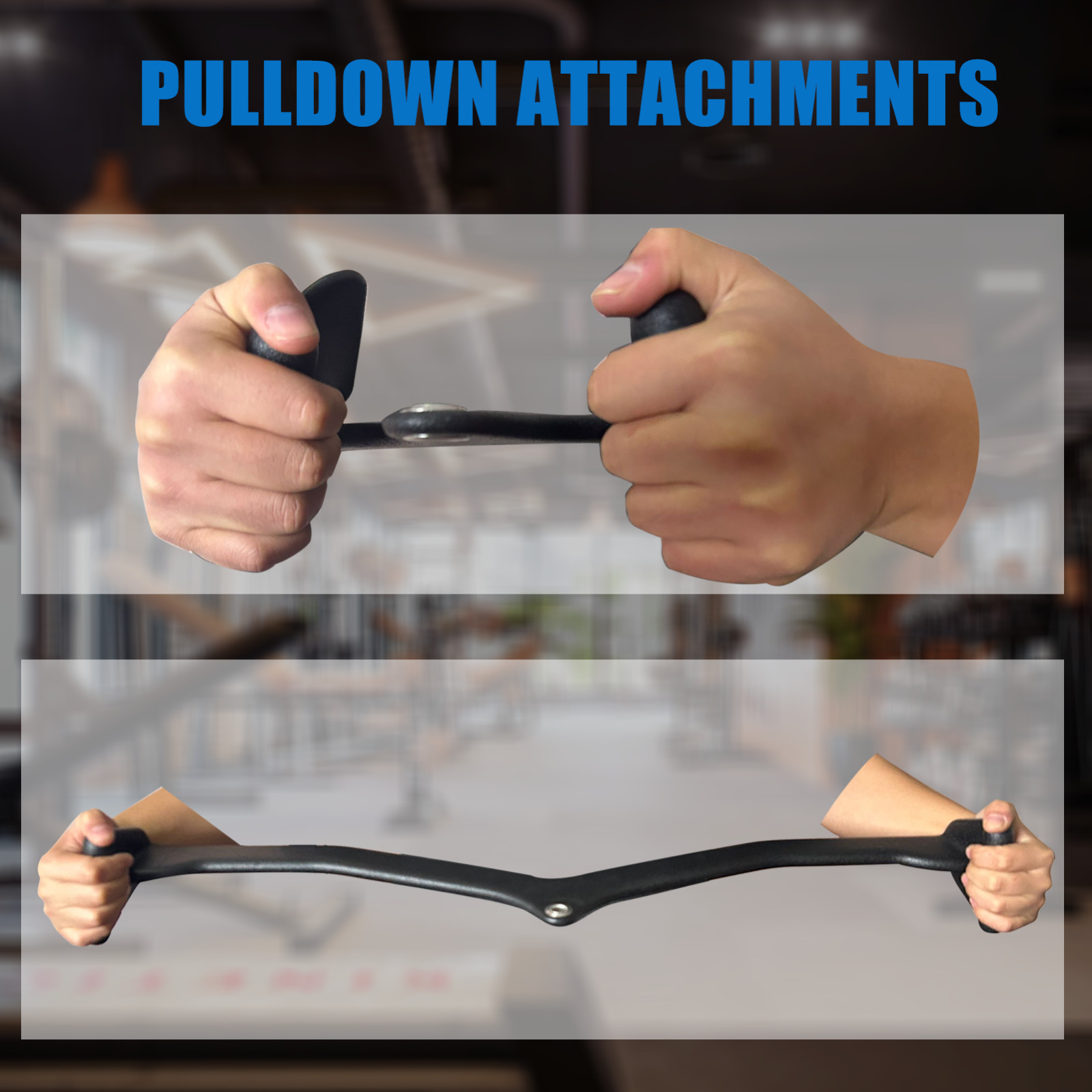 2PCS LAT Pulldown Bar Cable Machine Attachment Back Tricep Bar Strength Training