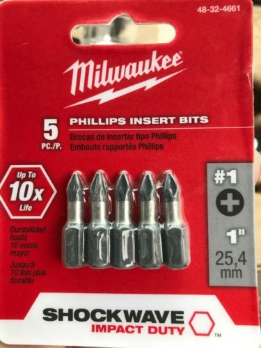 Milwaukee  SHOCKWAVE 1 in.Insert Bit Phillips #1 (5 Pk) SIZE #1 PHILLIPS