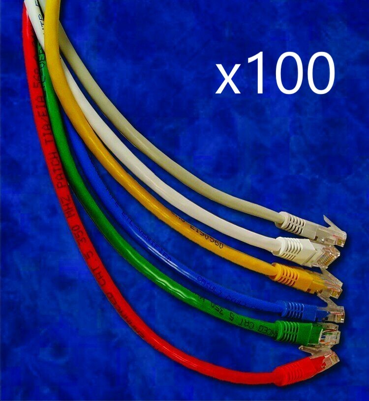 100 Pack - 2ft CAT5e Ethernet Network LAN Router Patch Cable Cord - Pick Colors