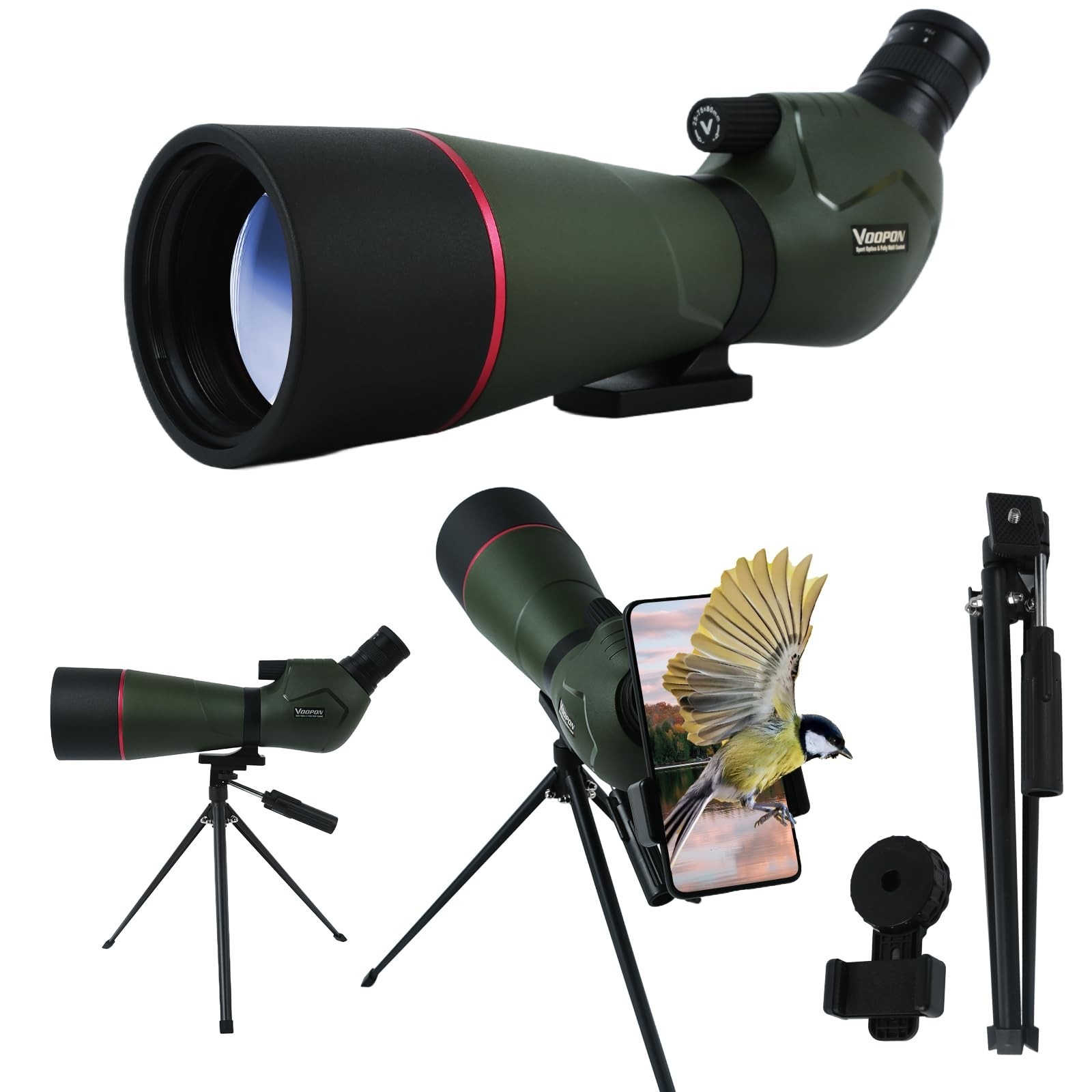 25-75x80 Compact Spotting Scope Ultra Bright HD Lens Waterproof Frogproof Nit...