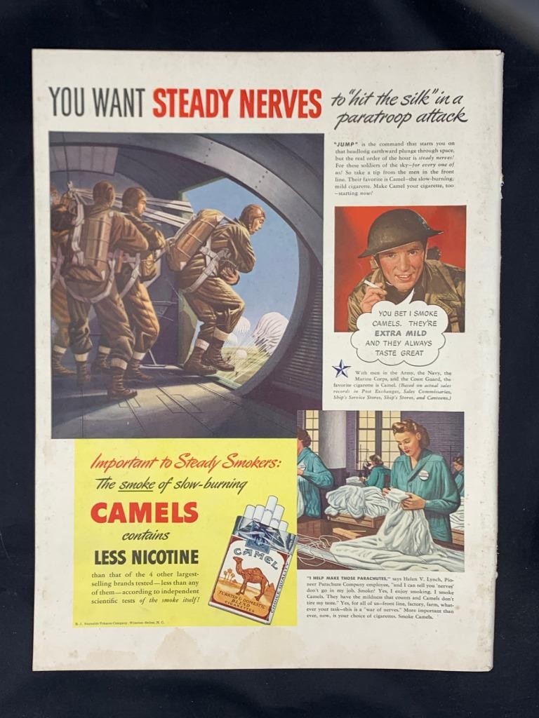 Magazine Ad* - 1942 - Camel cigarettes - World War 2 - Paratroopers