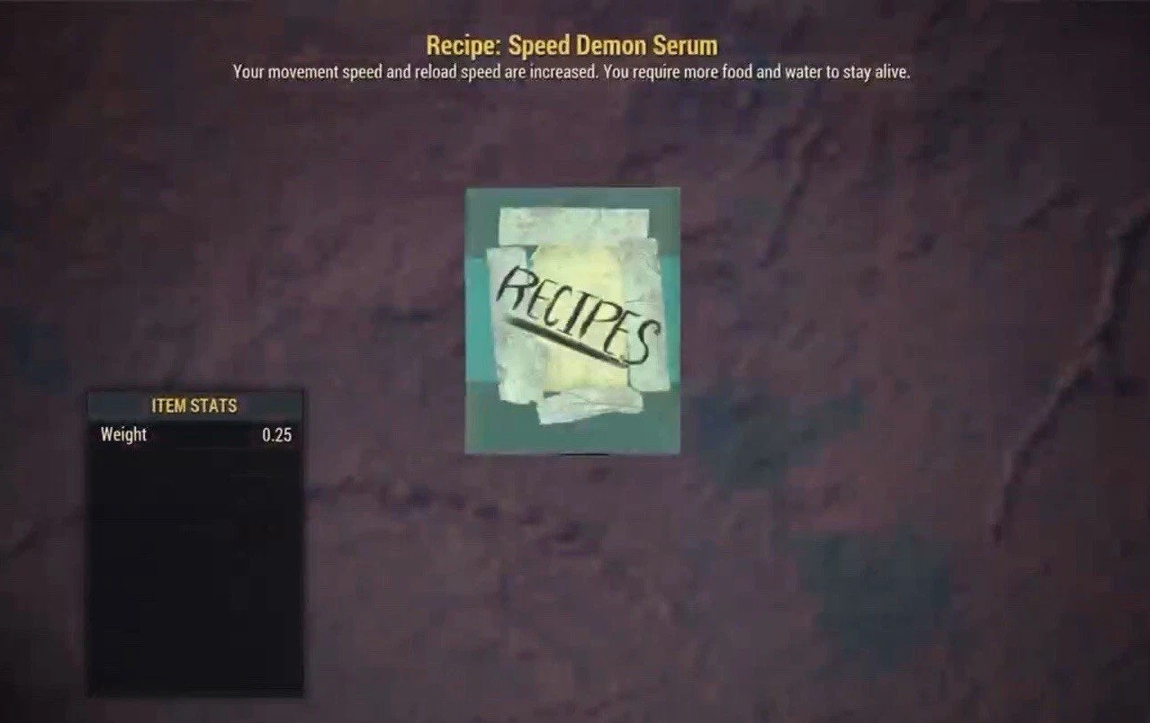 (Xbox) Speed Demon Serum Recipe