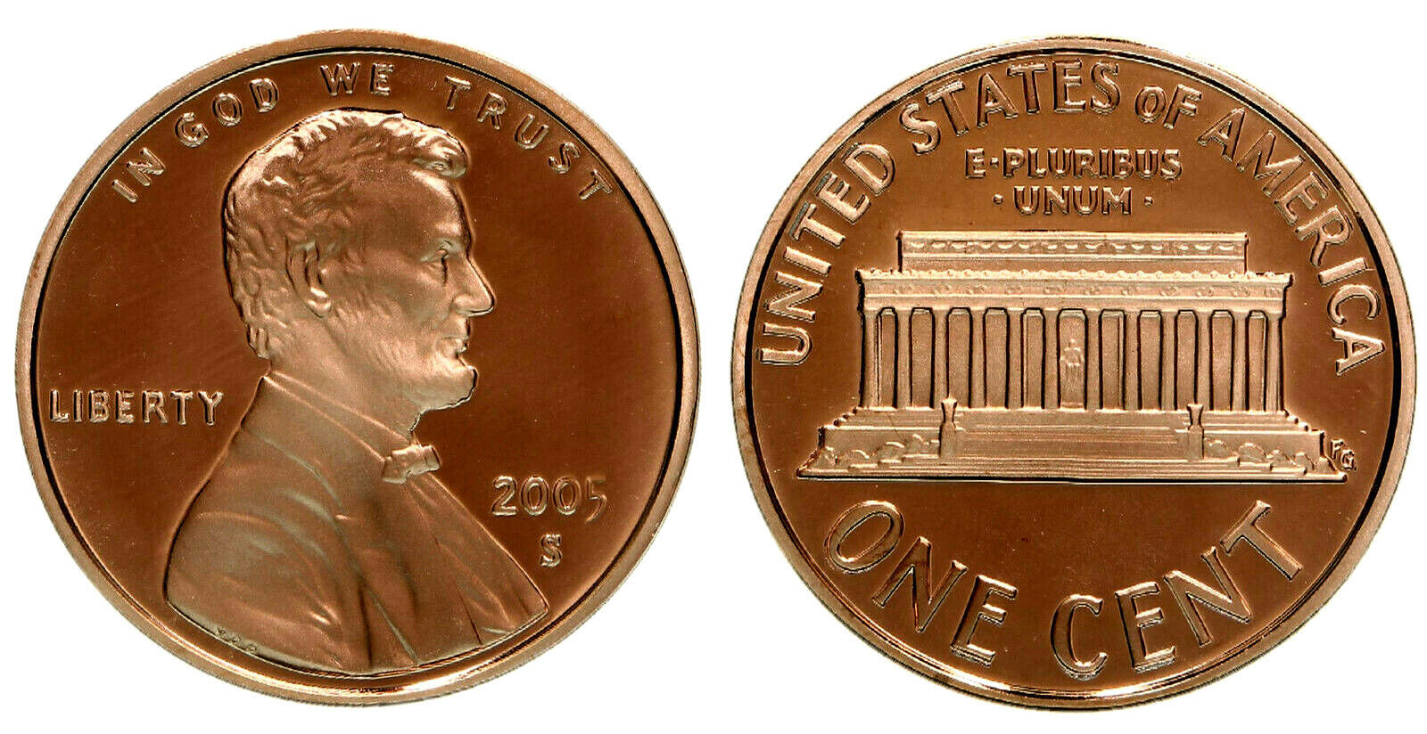 2005 S GEM BU PROOF Lincoln Memorial BRILLIANT UNCIRCULATED PENNY PR COIN #3857