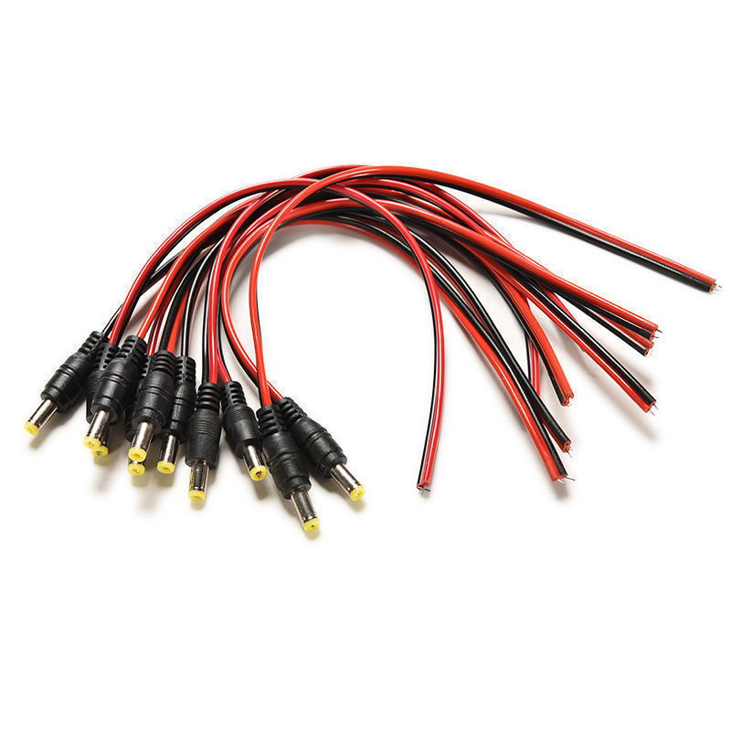 10pcs 5.5mmx2.1mm Male DC Power Plug Connector CCTV PSU Pigtail CABLE Jack 12V