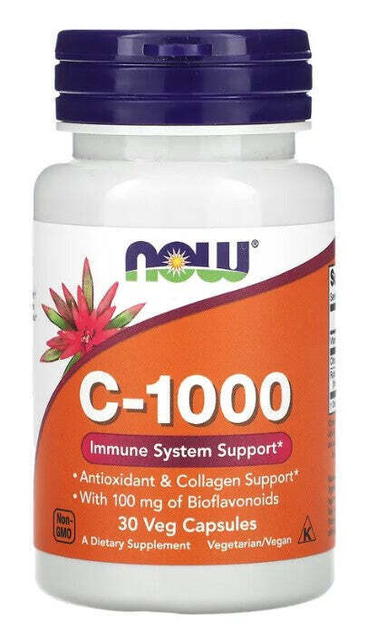 3 Bottles of NOW FOODS C-1000, 30 Veg Capsules each - 07/27 Expiration
