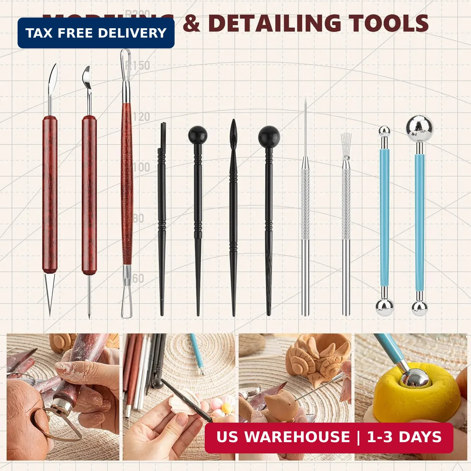 23PCS Clay Tools Sculpting, Ceramic & Pottery Modeling Tool, Ceramics Tools Set,