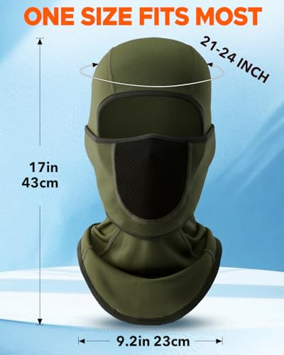 Balaclava Face Ski Mask with Movable Deisgn for Men Women-Fleece 1 Armygreen