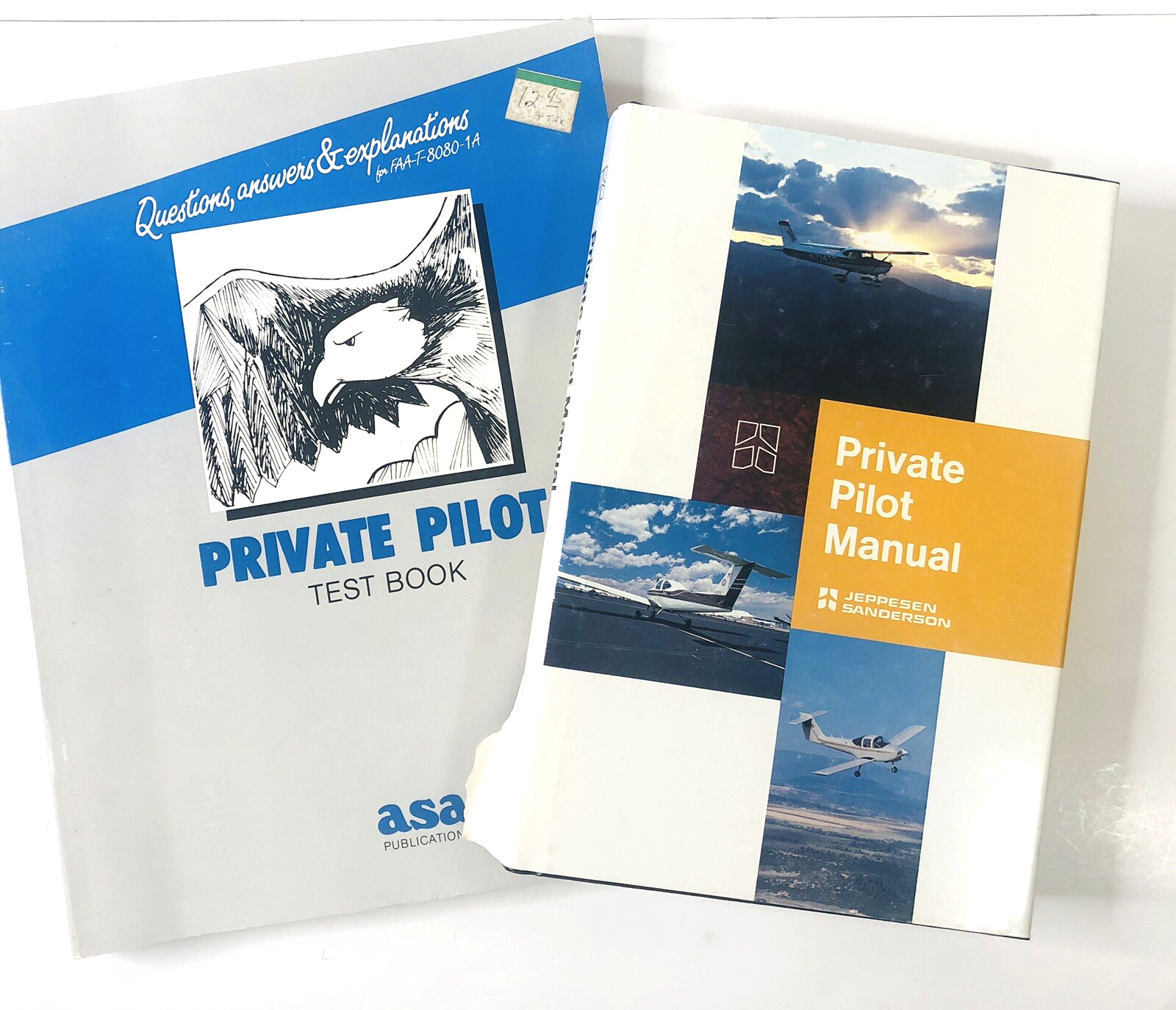 2 lot ASA Private Pilot Manual & Test Book Airplanes Jeppesen Sanderson Planes