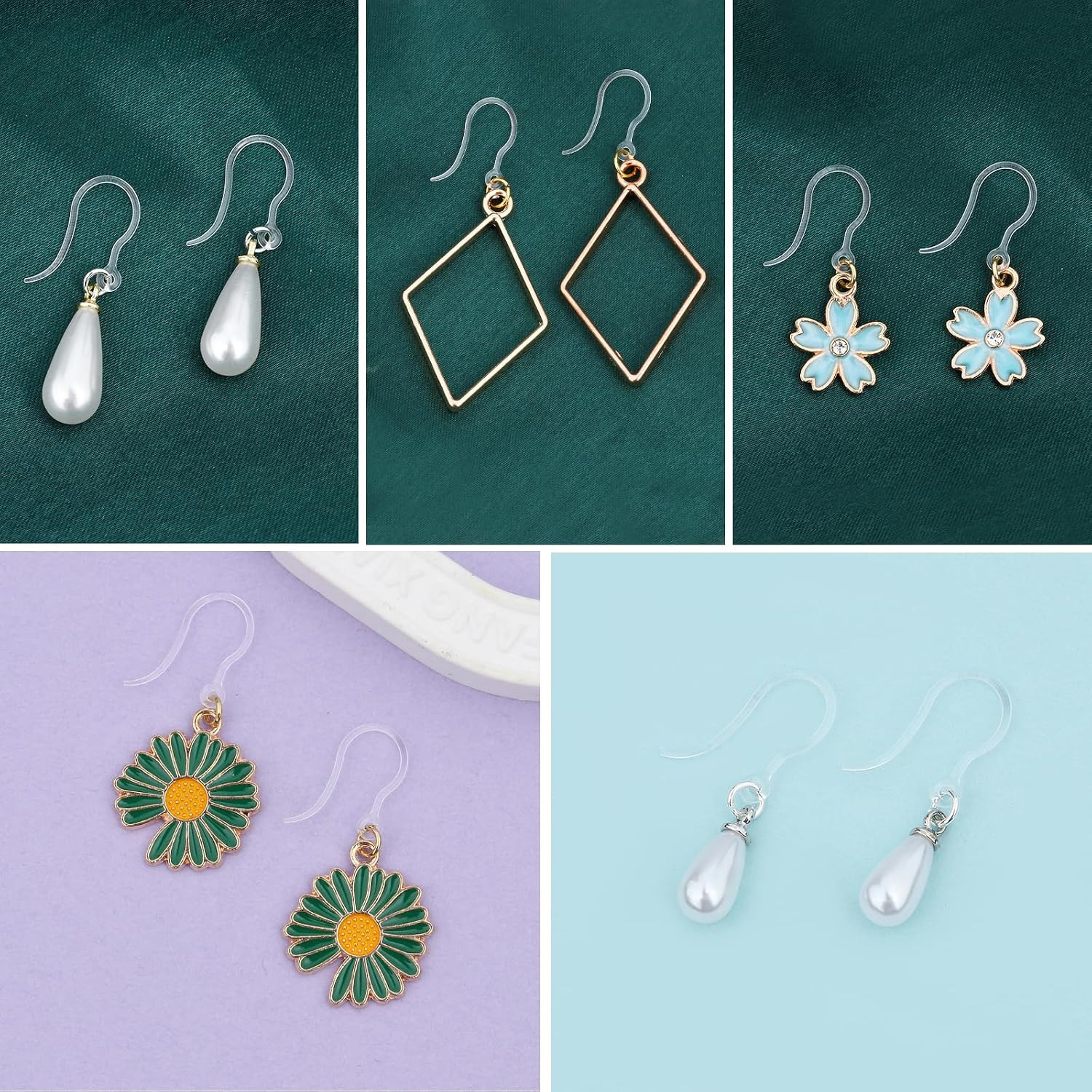 50Pcs Clear Plastic Earring Hooks - Non-Allergenic for Sensitive Ears, Component