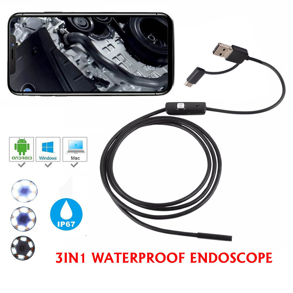 Waterproof Underwater Inspection Snake Endoscope Borescope Camera for Phone PC