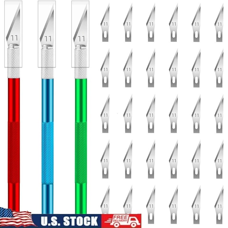Exacto Knife Set 3 Knives 30 Extra Blades Precision Crafting & Scrapbooking New