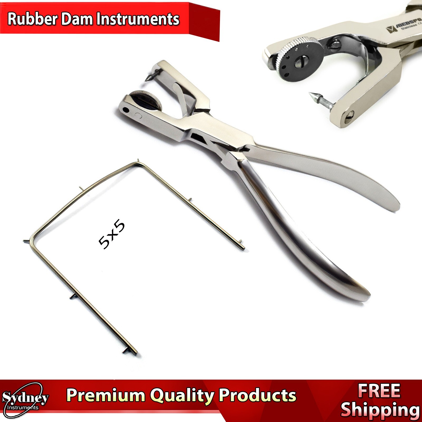 Dental Ainsworth Rubber Dam Punch Forceps Pliers & Endodontic Frame
