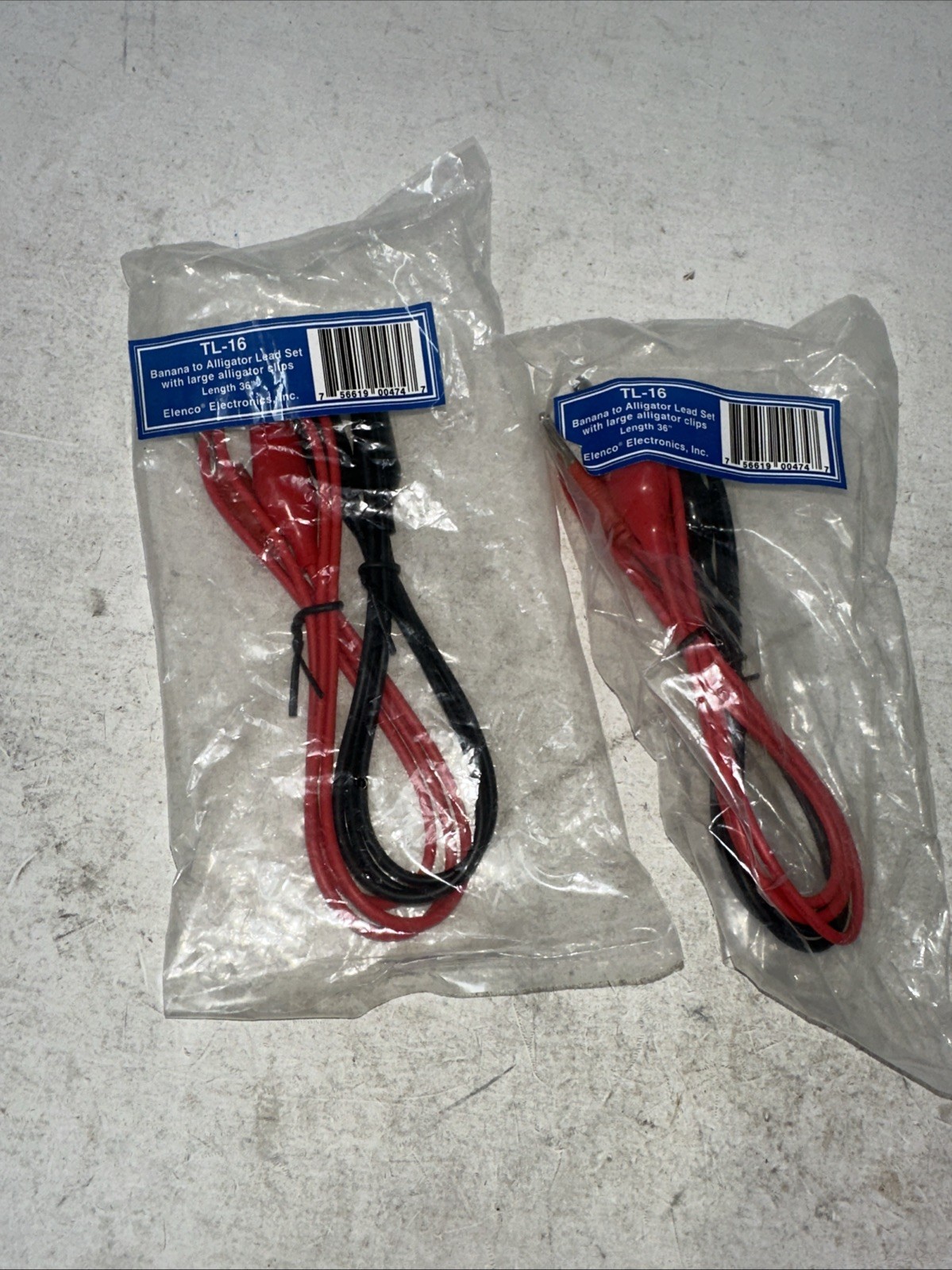 (2-PACK) Elenco TL-16  Banana to Large Alligator Clips 18 gauge Test Lead Set