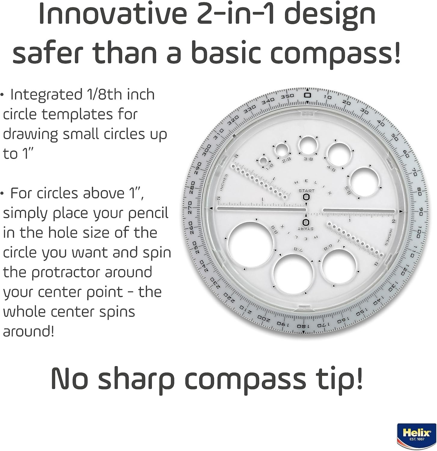 Angle and Circle Maker with Integrated Circle Templates, 360 Degree, 6 Inch /...