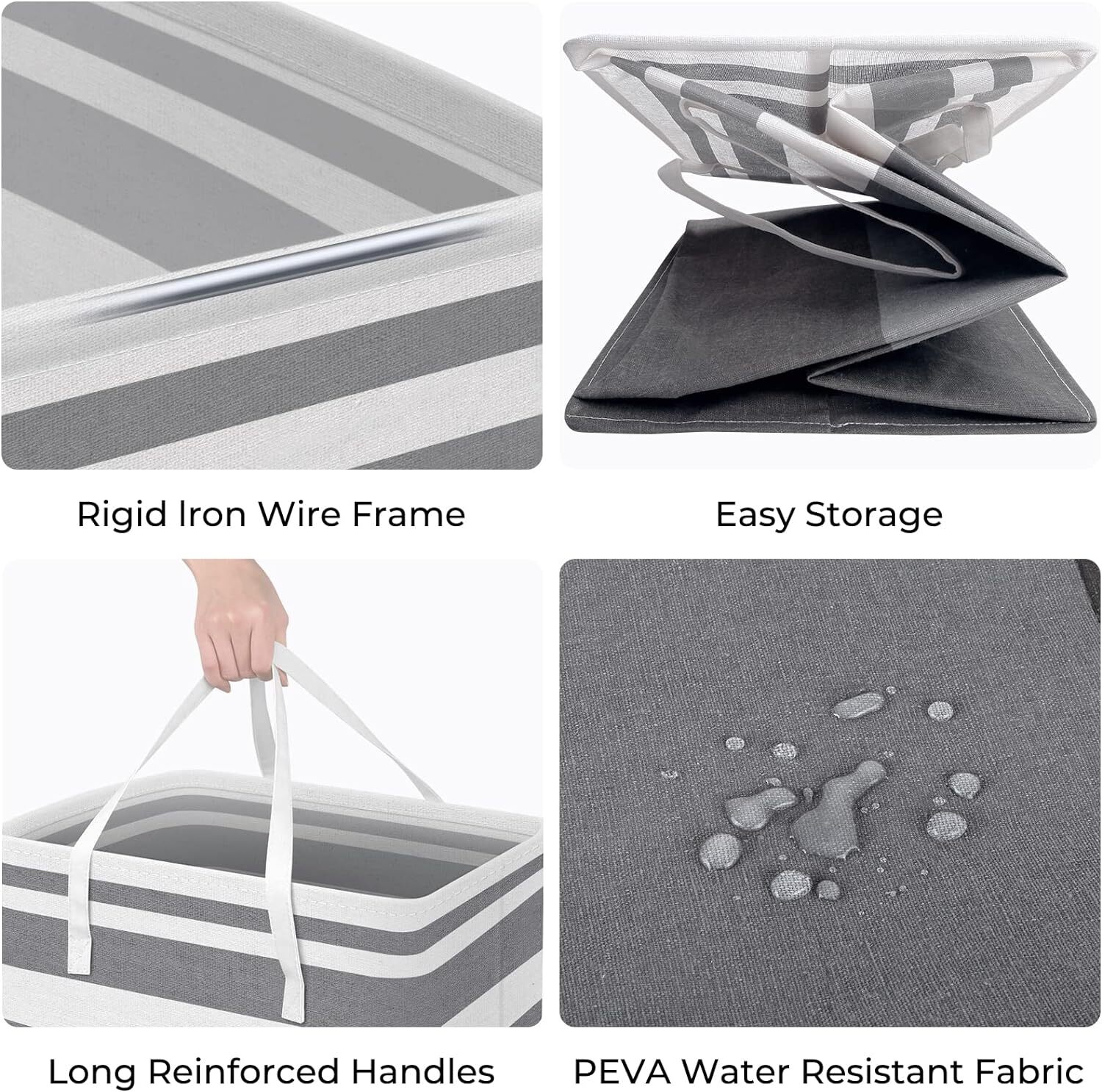 HomeHacks 2-Pack Large Laundry Basket, Waterproof, 75L, Gradient Grey