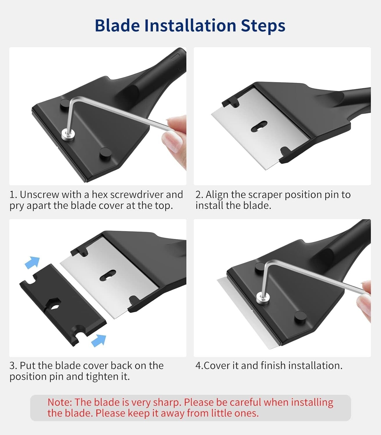 Aquarium Algae Scraper for Glass Aquariums with 5 Replaceable Blades, Fish Tank