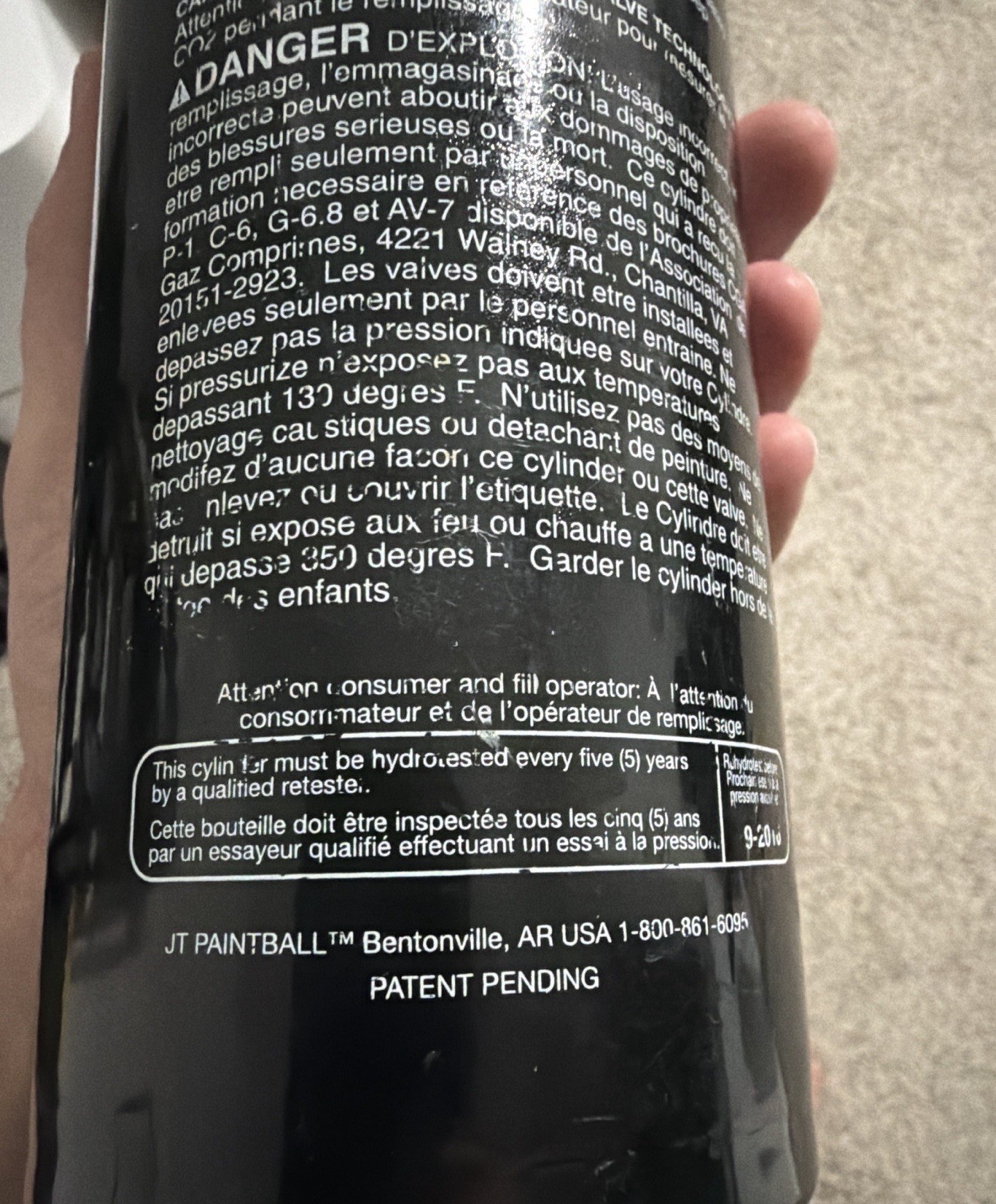 JT Paintball CO2 Tank 20 oz