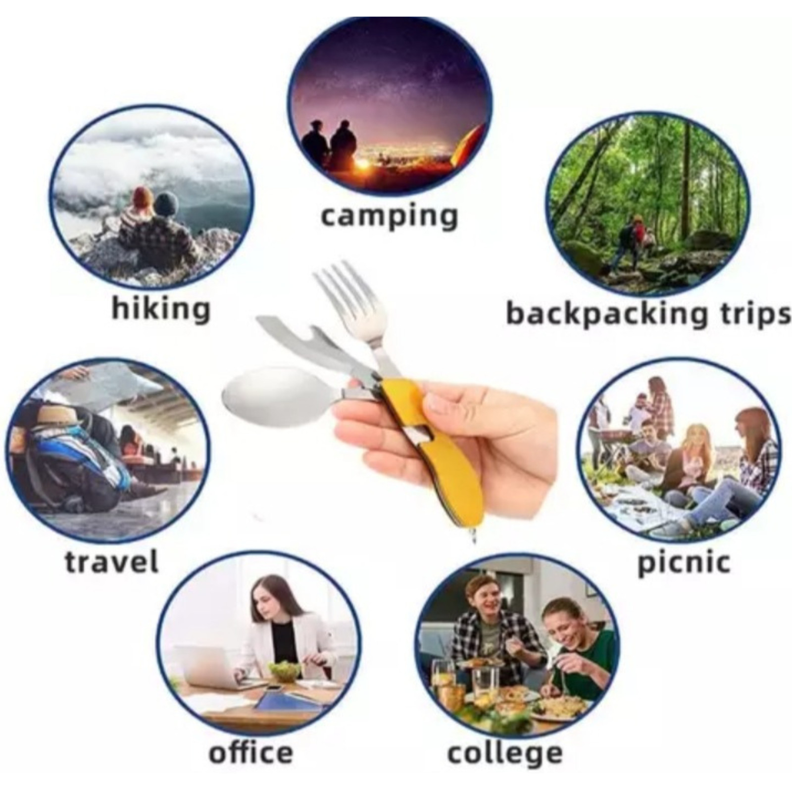 Travel Fork/Spoon/Knife Camping Pocket Kits Outdoor Tableware Folding Forks USA