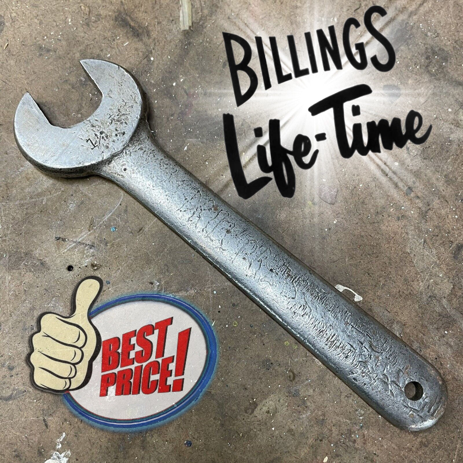 Vintage BILLINGS  1-1/16 " Engineer Single Open End Wrench  USA