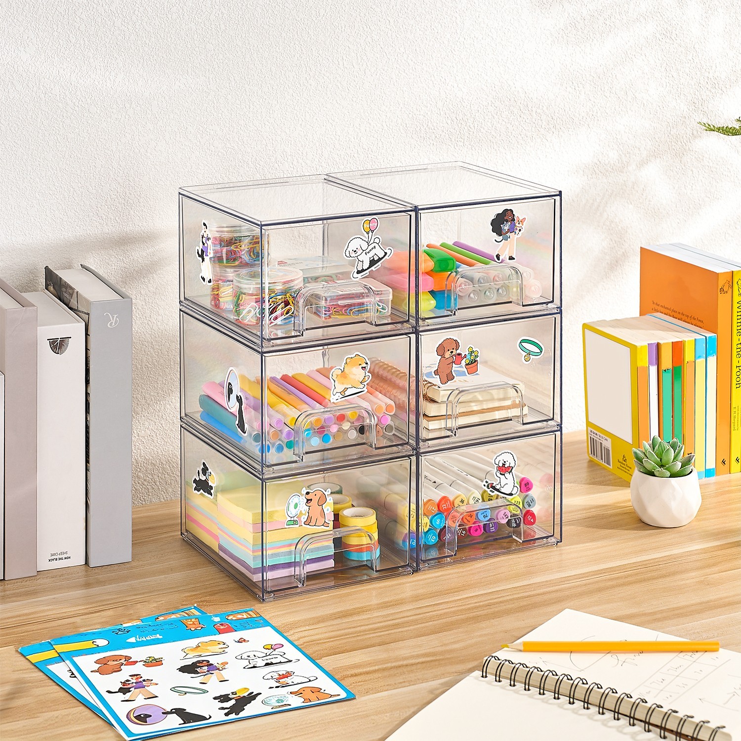 CHEFSTORY Cosmetic Storage Box, Transparent Acrylic Stackable Storage Drawer