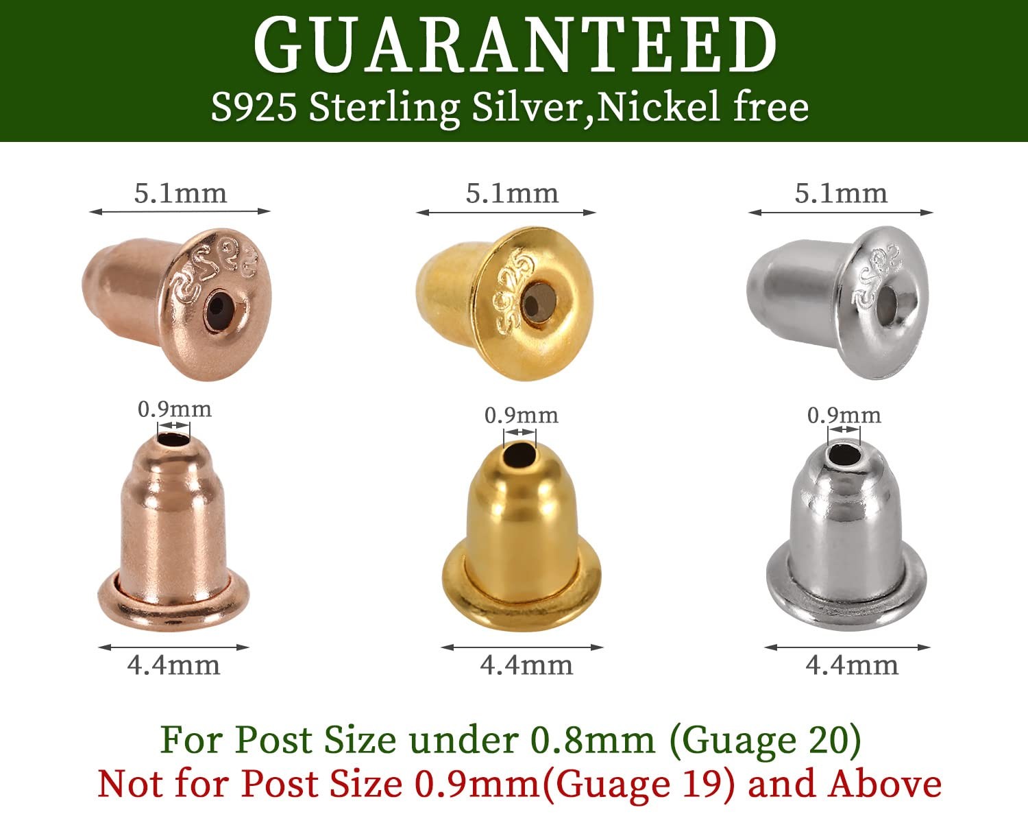6Pairs/12Pcs Authentic 925 Sterling Silver Earring Backs for Studs, Hypoaller...