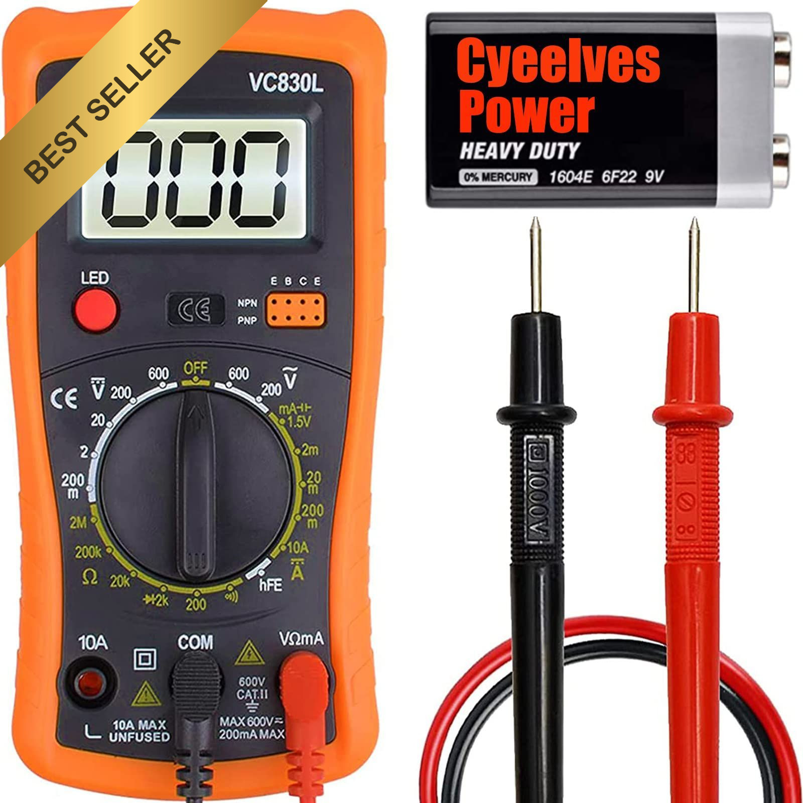 Digital Multimeter AC DC Voltmeter Ohm Amp Tester Backlit Battery Pocket Meter