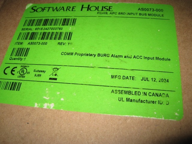 NEW Software House AS0073-000  ROHS, APC 8RD Input Bus Module