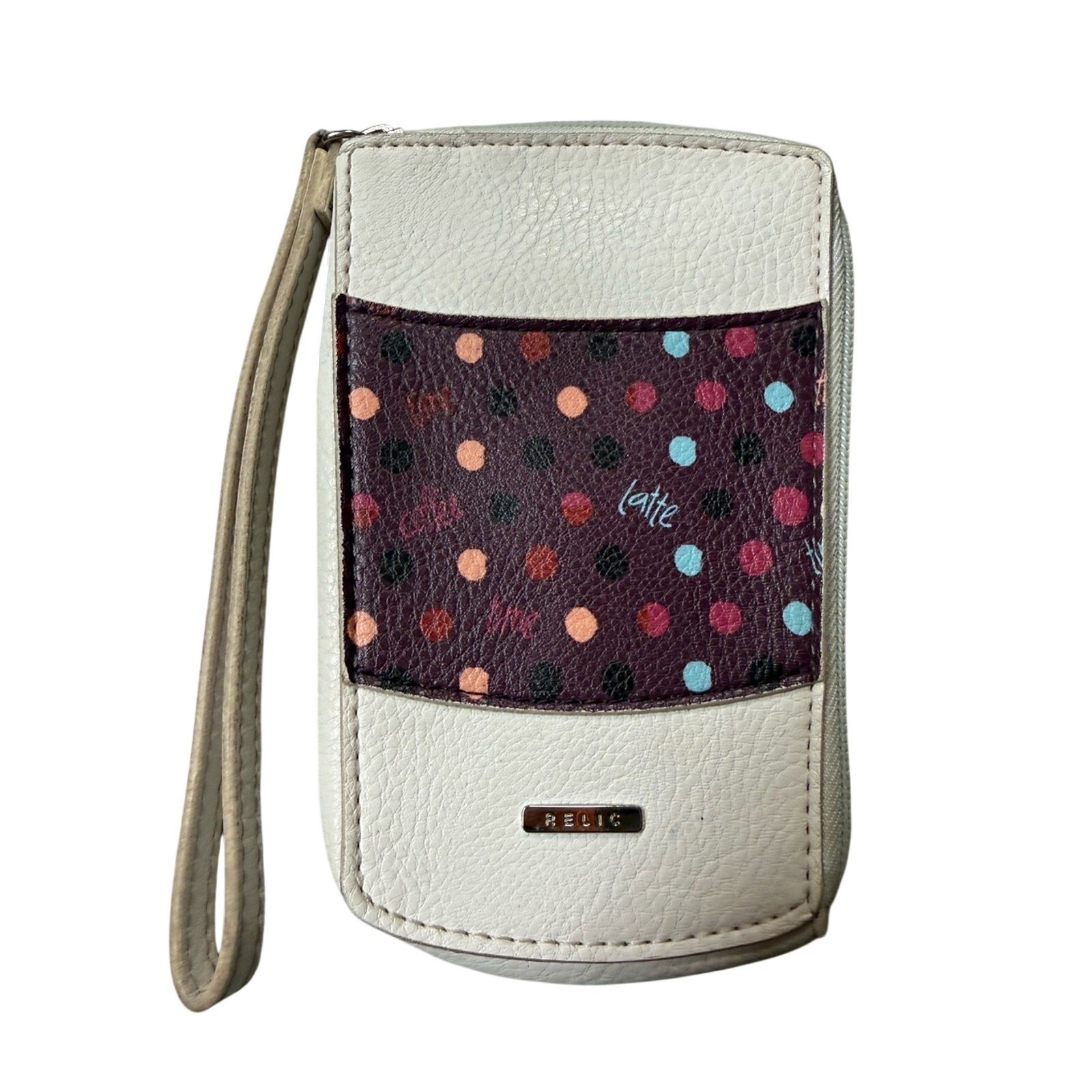 Vintage Relic Coffee Cup Poka Dot Wristlet