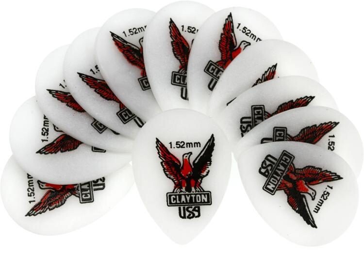 3 Pack of Clayton Acetal Small Teardrop Picks 1.52mm