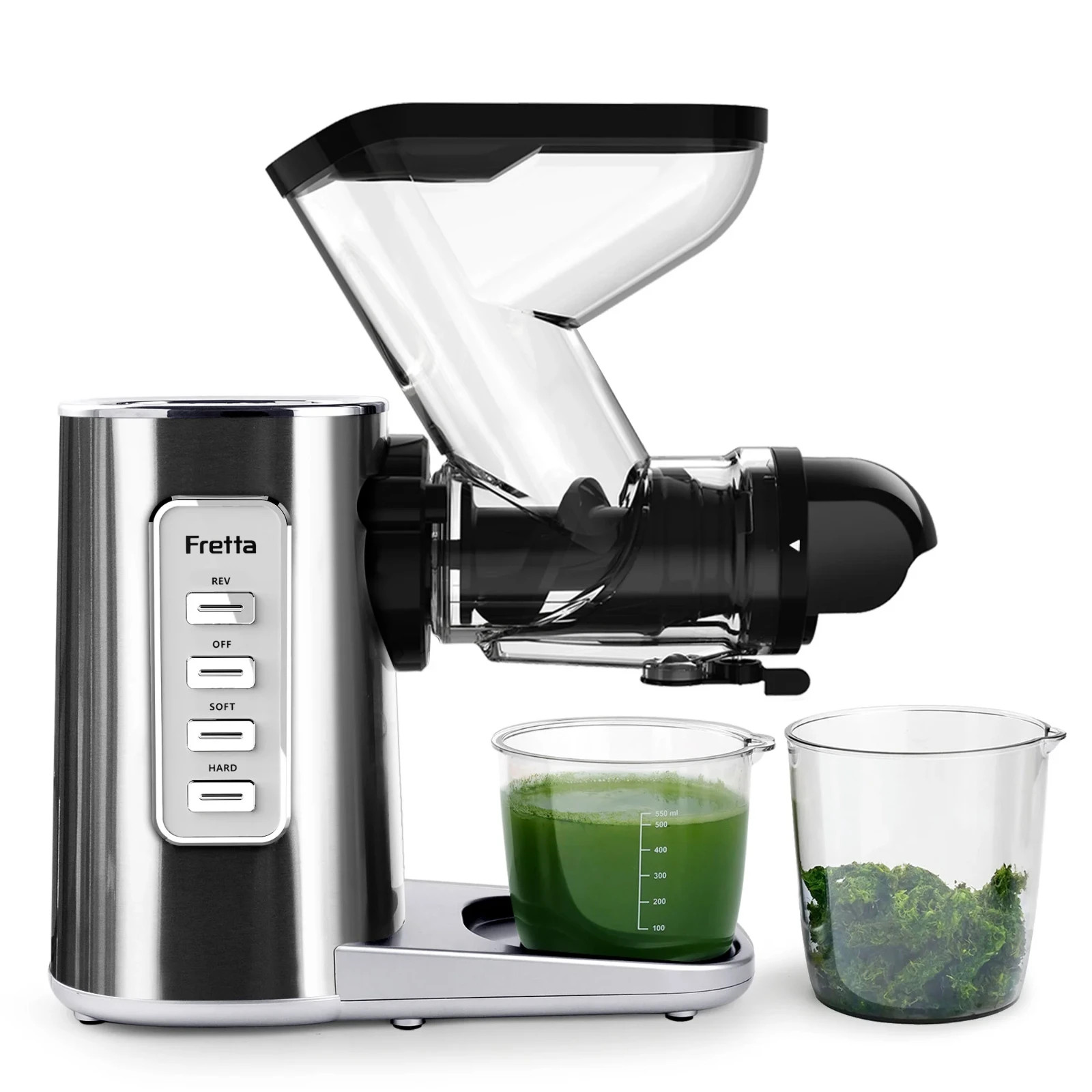Fretta Juicer Machines,Cold Press Juicer 3-Inch Wide Feed Chute Easy to Clean