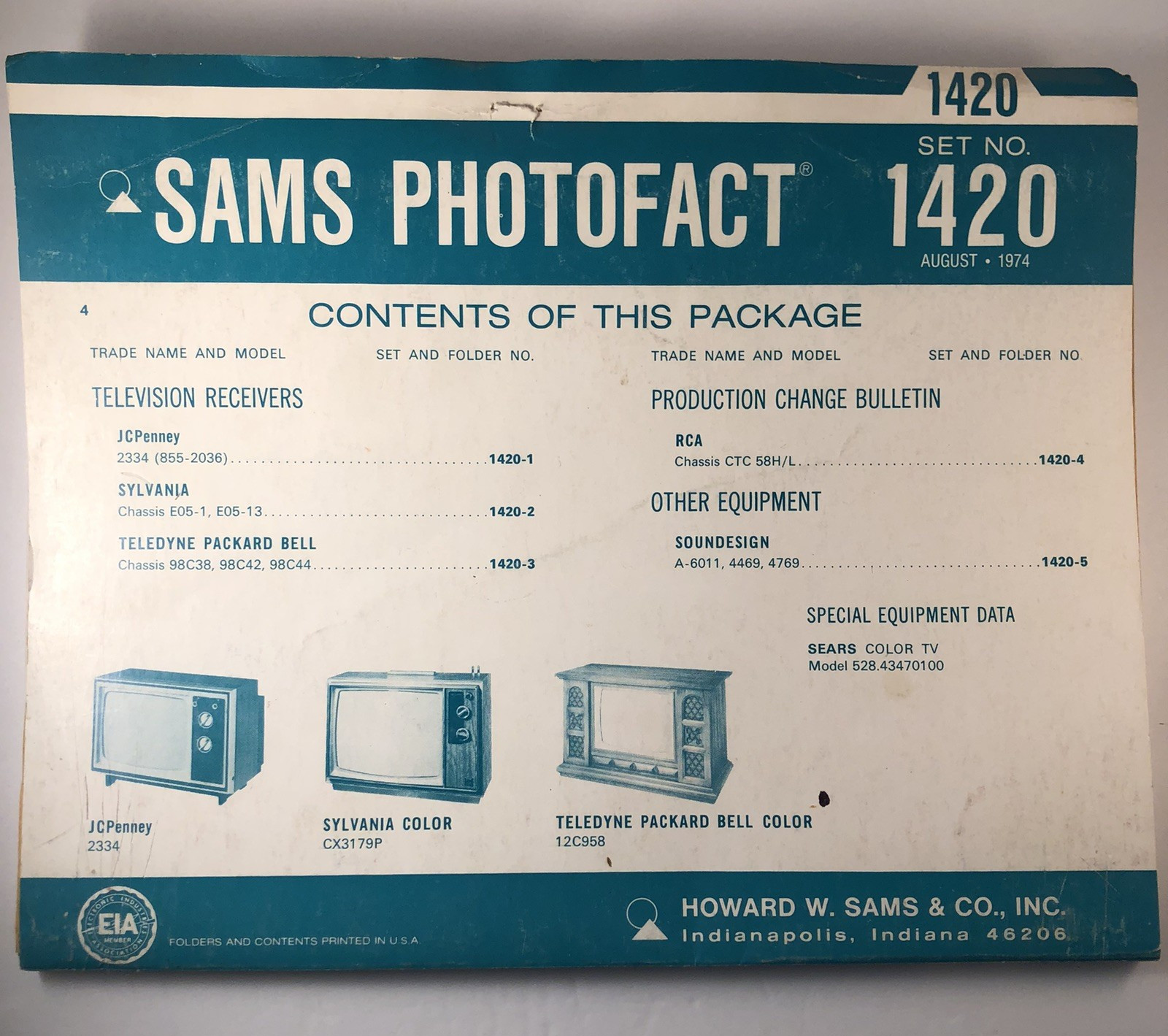 SAMS PHOTOFACT FOLDER SET NO. 1420, 1974, SCHEMATICS & SERVICE MANUALS