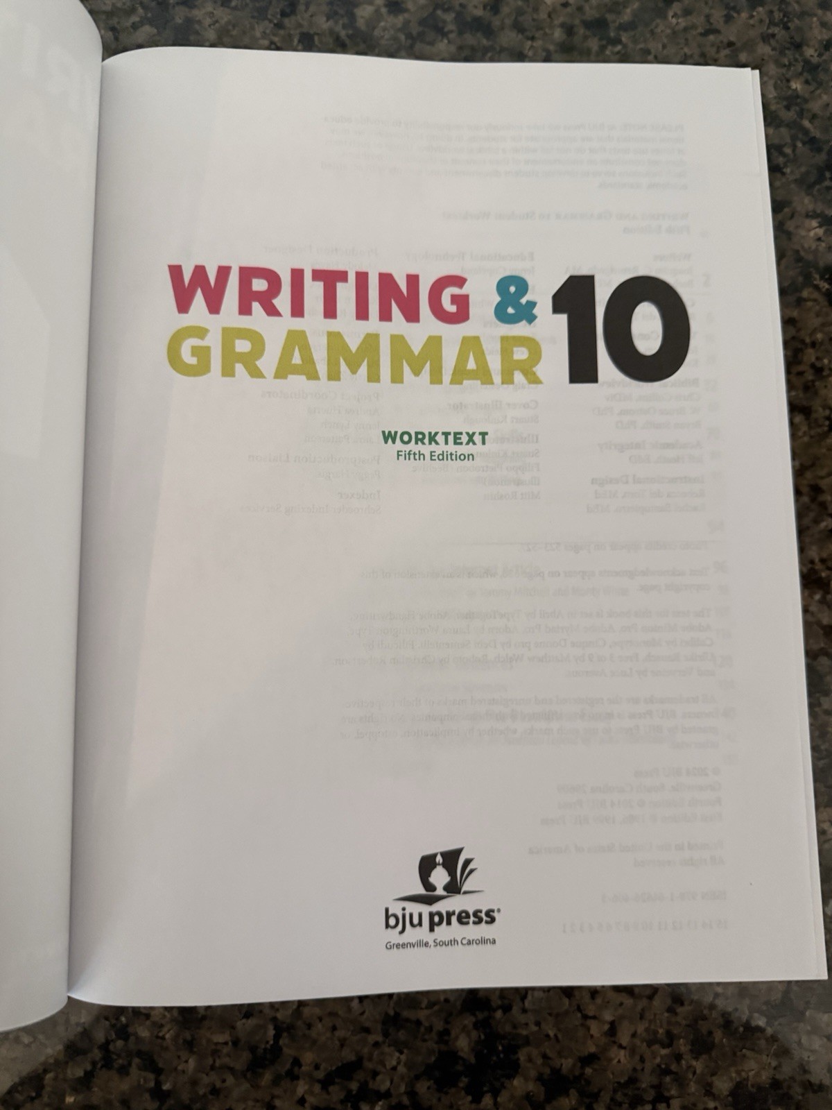 BJU PRESS Writing & Grammar 10 Worktext 5th Edition