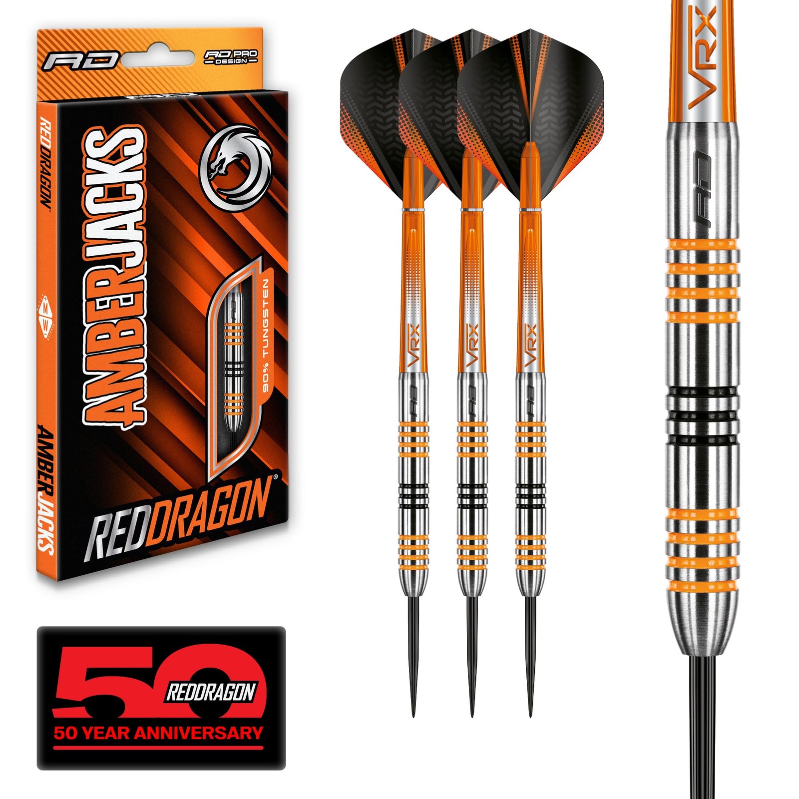 Red Dragon Amberjack 3 22G - Tungsten Darts Set Flights And Stems