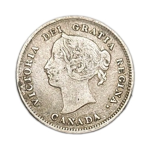 1897 Canada 5c Five Cents Silver Old Tiny Coin Queen Victoria