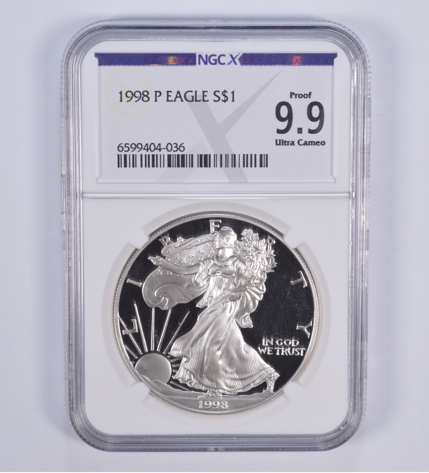 1998-P American Silver Eagle Proof 9.9 NGC X NGCX - Almost PERFECT