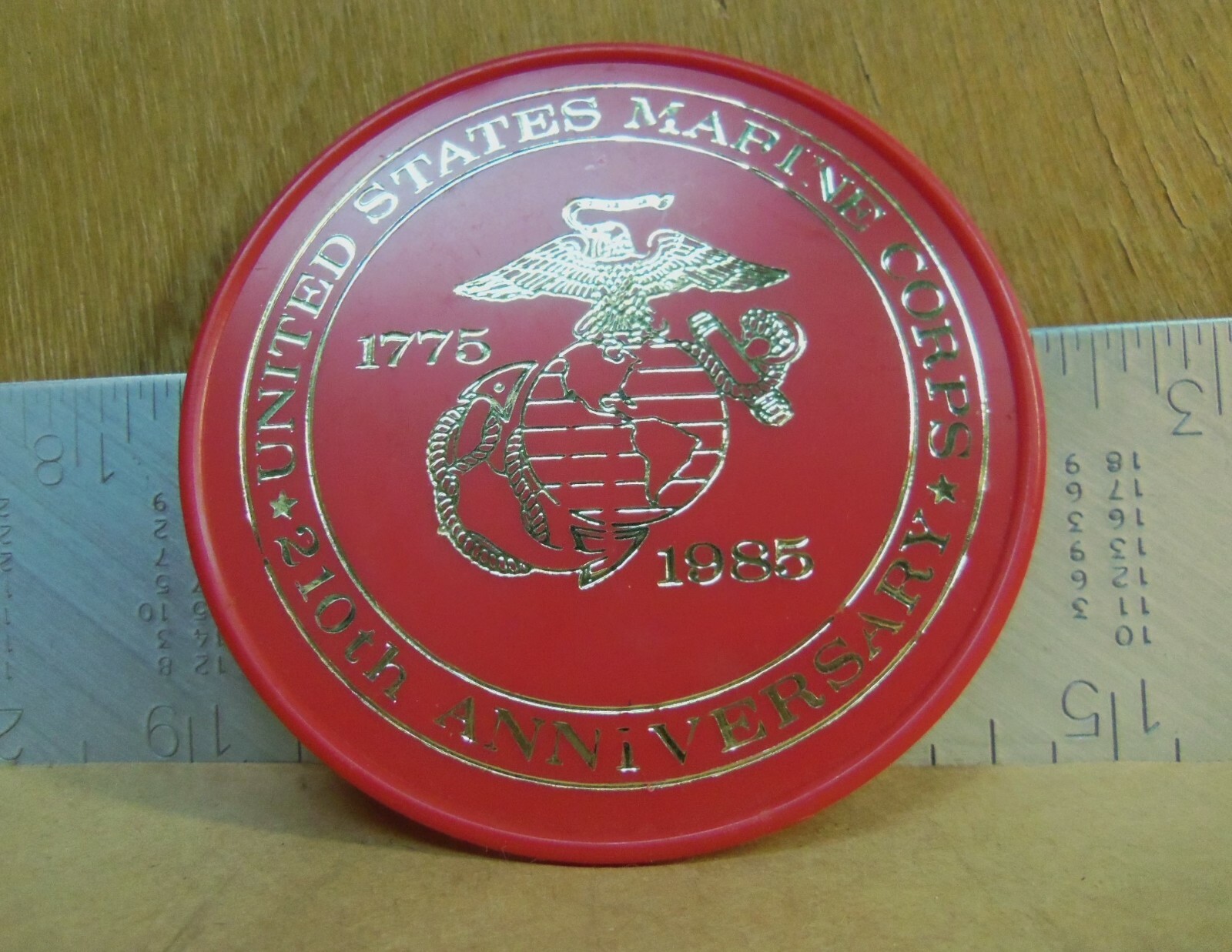 United States Marine Corps - 210th Anniversary - 1775 to 1985 - Plastic Coaster